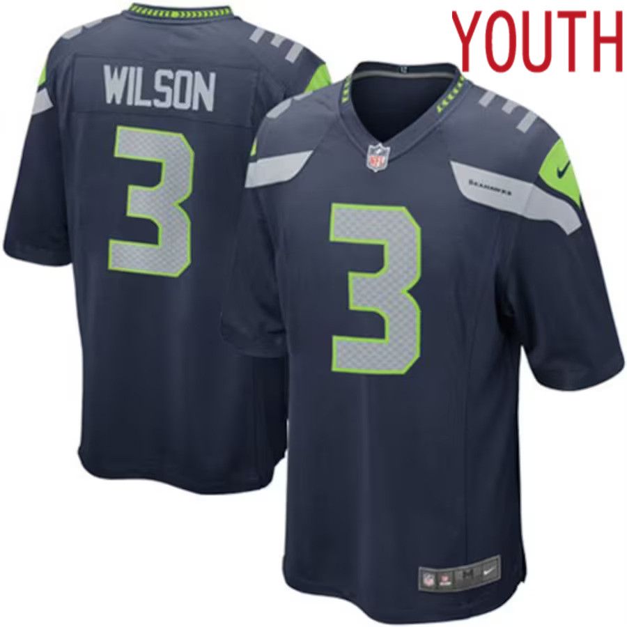 Youth Seattle Seahawks 3 Russell Wilson Nike College Navy Team Color Game NFL Jersey